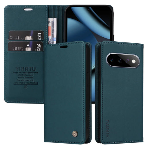 YIKATU for Google Pixel 11 Pro  YK-001 Phone Cases Magnetic Closure PU Leather Mobile Cover - Green - 2