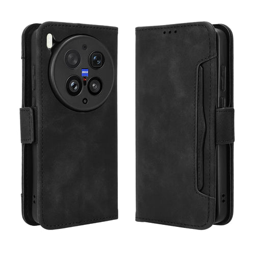 For vivo X300 Ultra 5G Leather Case Phone Wallet Cover with Multiple Card Slots - Black - 1