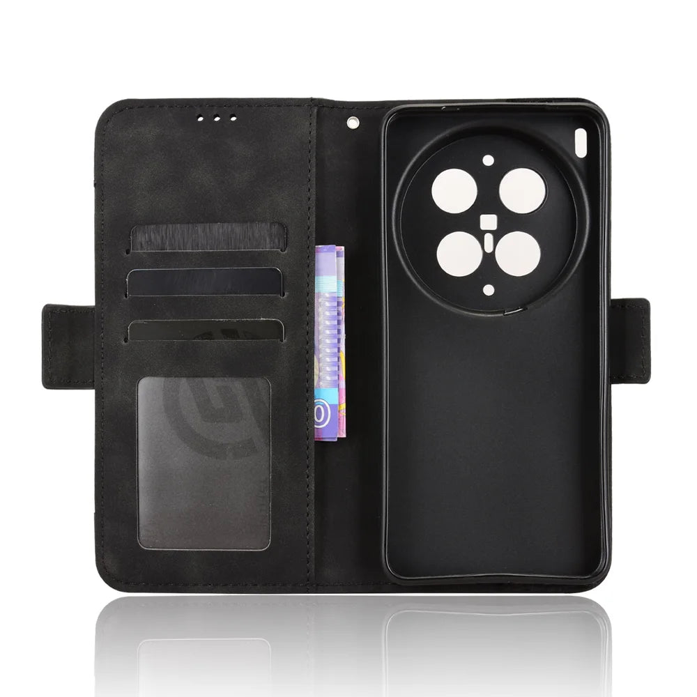 For vivo X300 Ultra 5G Leather Case Phone Wallet Cover with Multiple Card Slots - Black - 4