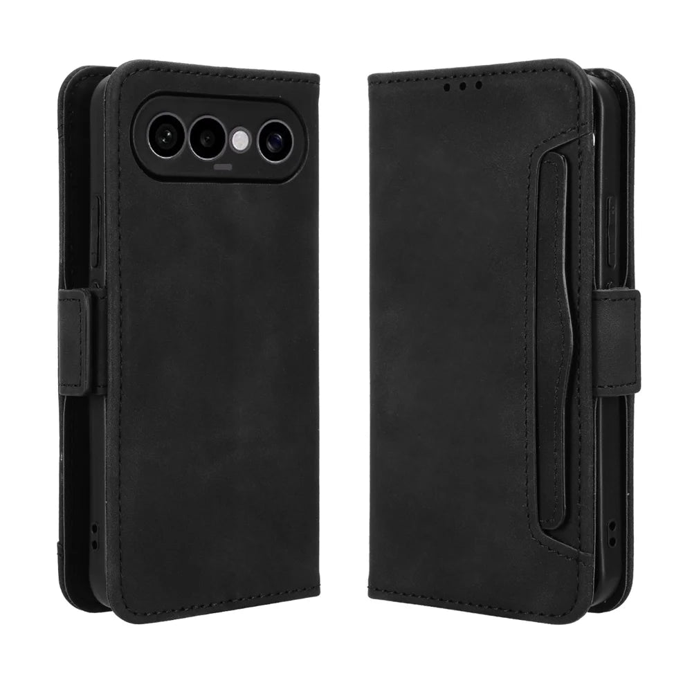 For vivo S50 Pro mini 5G / vivo X300 FE 5G Leather Case Phone Wallet Cover with Multiple Card Slots - Black - 1