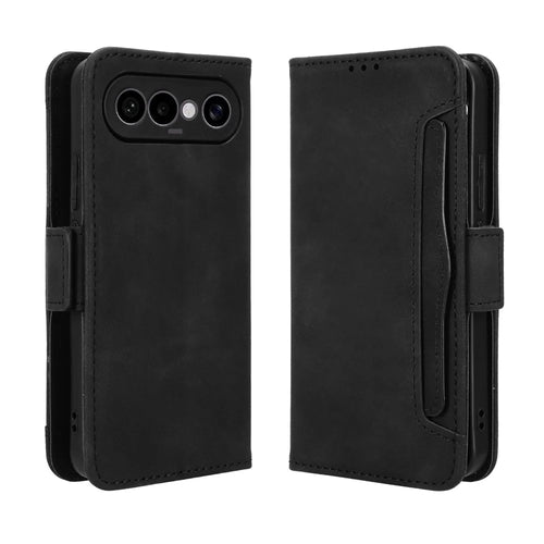 For vivo S50 Pro mini 5G / vivo X300 FE 5G Leather Case Phone Wallet Cover with Multiple Card Slots - Black - 1