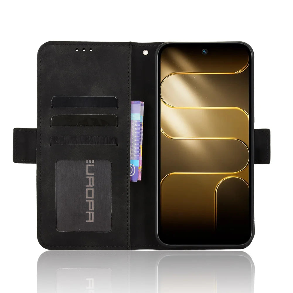 For TECNO Spark 50 4G Leather Case Phone Wallet Cover with Multiple Card Slots - Black - 5