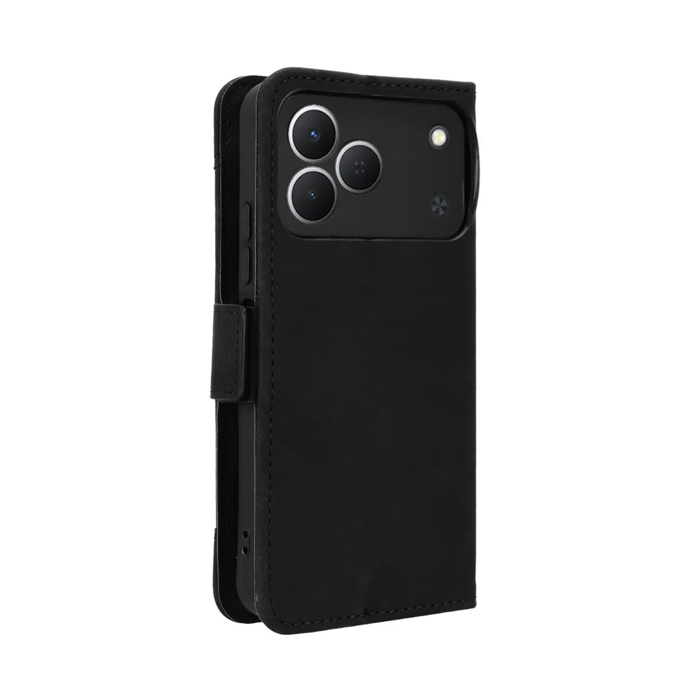 For TECNO Spark 50 4G Leather Case Phone Wallet Cover with Multiple Card Slots - Black - 7