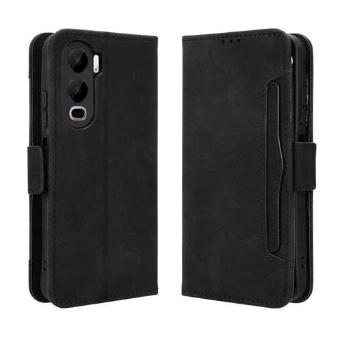 For itel City 200 Leather Case Phone Wallet Cover with Multiple Card Slots - Black - 1