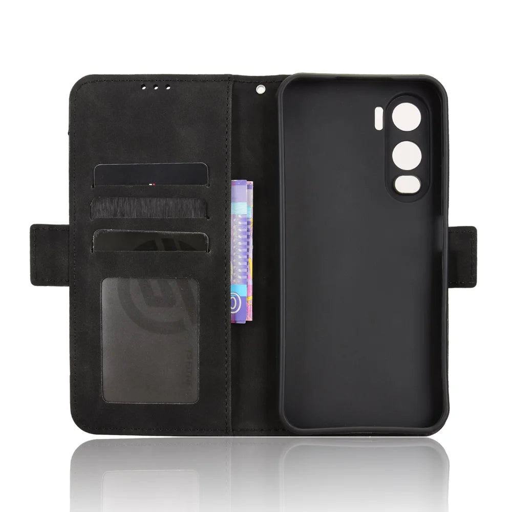 For itel City 200 Leather Case Phone Wallet Cover with Multiple Card Slots - Black - 4