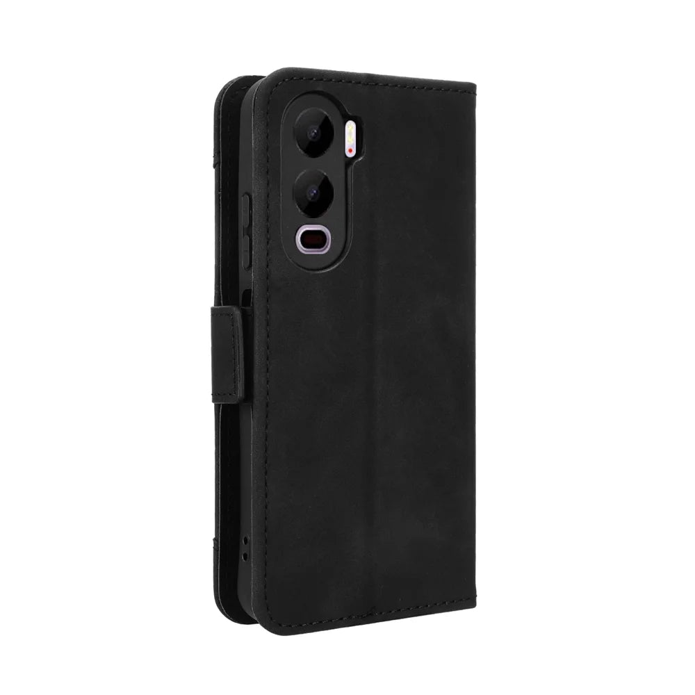 For itel City 200 Leather Case Phone Wallet Cover with Multiple Card Slots - Black - 7