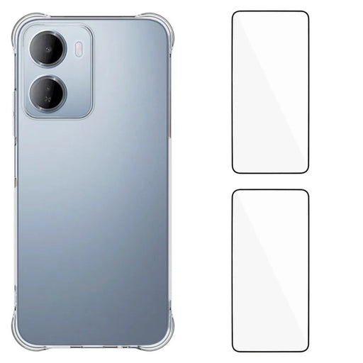 WANLONFENG for Xiaomi Redmi 15a 5G  WL2 Series TPU Case 2.0mm Phone Cover with 2Pcs Tempered Glass Films - Transparent - 1