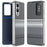 For Samsung Galaxy S25 Edge Case Card Slot View Window Gradient Color Checkered Pattern Leather Phone Cover - Black - 1