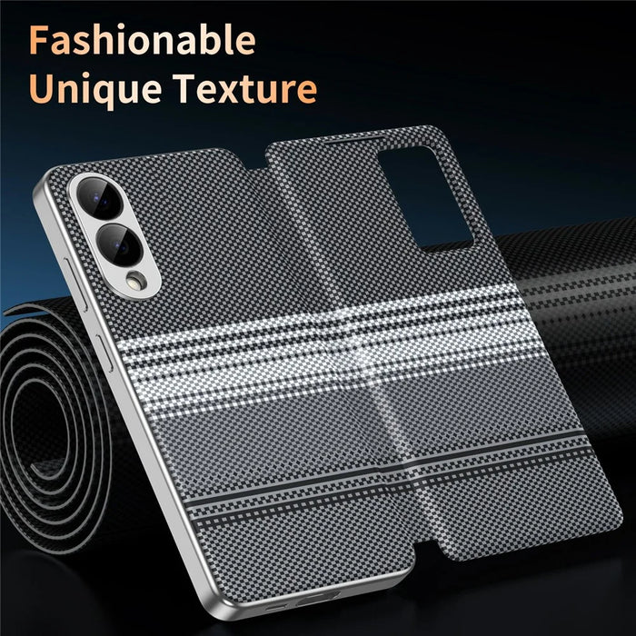 For Samsung Galaxy S25 Edge Case Card Slot View Window Gradient Color Checkered Pattern Leather Phone Cover - Black - 7