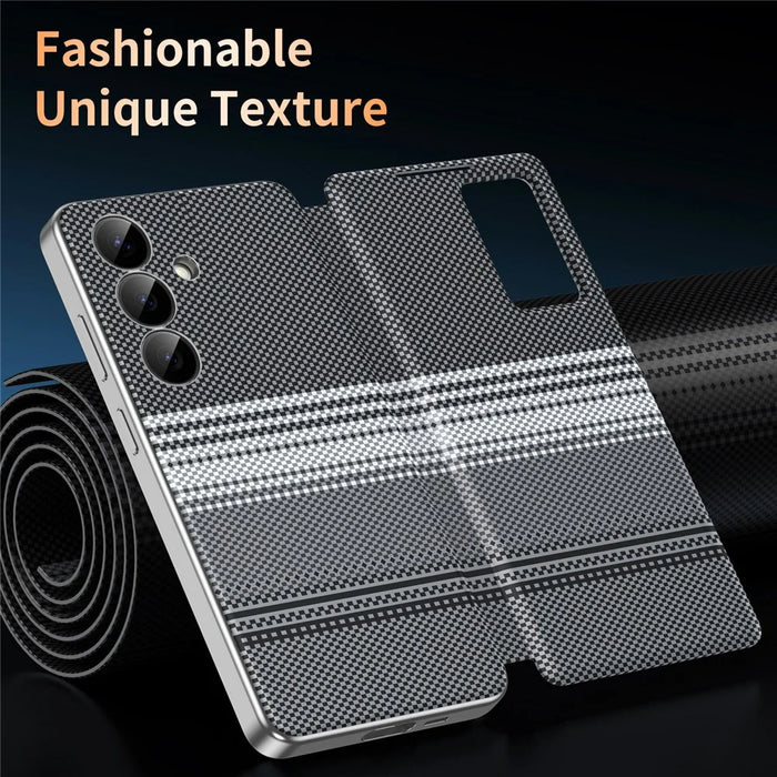 For Samsung Galaxy A55 5G Case Card Slot View Window Gradient Color Checkered Pattern Leather Phone Cover - Black - 7