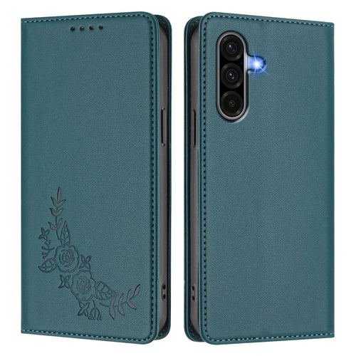 For Samsung Galaxy A37 5G / A56 5G / A36 5G Wallet Stand Case Peony Flower Pattern TPU PU Leather Flip Cover - Green - 1