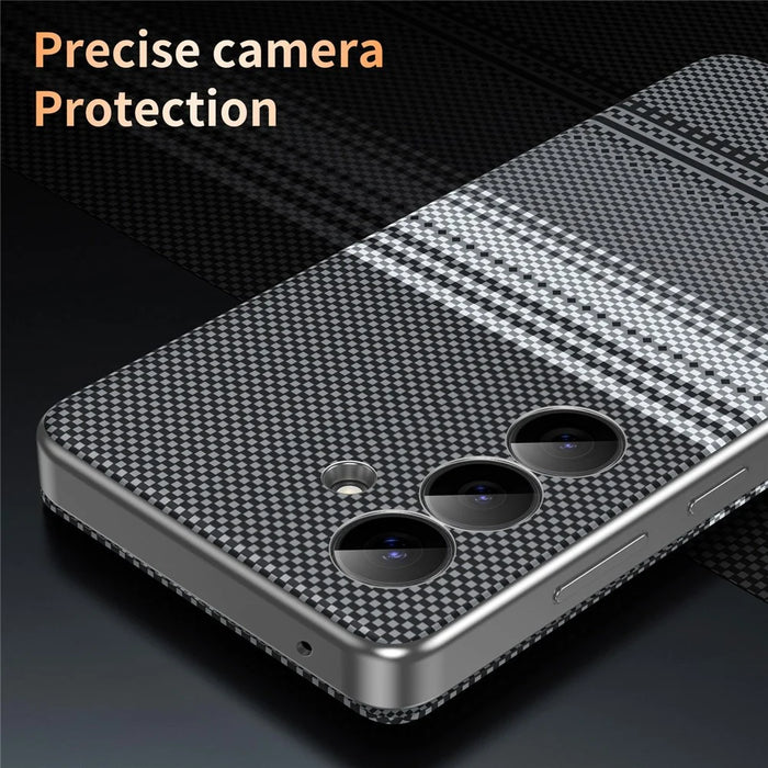 For Samsung Galaxy S23 FE Case Card Slot View Window Gradient Color Checkered Pattern Leather Phone Cover - Black - 6