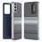 For Samsung Galaxy S22 5G Case Card Slot View Window Gradient Color Checkered Pattern Leather Phone Cover - Black - 1