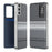 For Samsung Galaxy S22+ 5G Case Card Slot View Window Gradient Color Checkered Pattern Leather Phone Cover - Black - 1