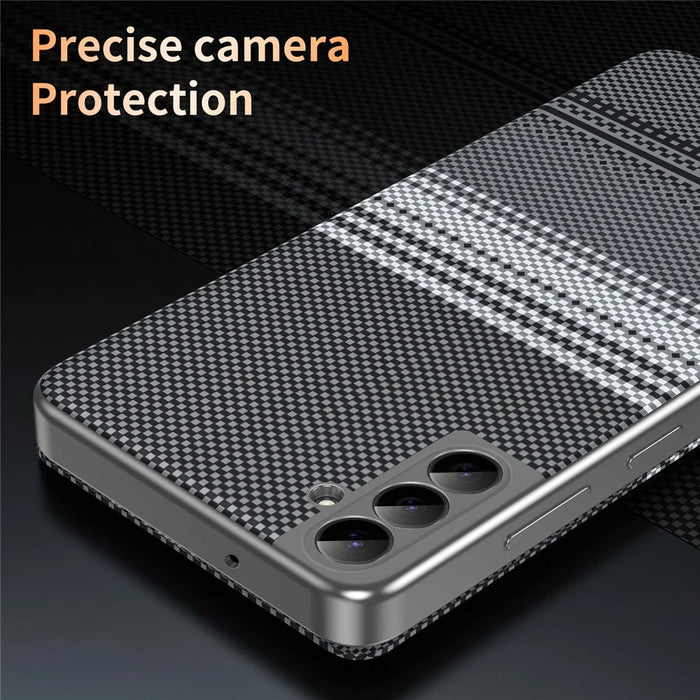 For Samsung Galaxy S22+ 5G Case Card Slot View Window Gradient Color Checkered Pattern Leather Phone Cover - Black - 6