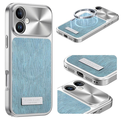For iPhone 17 Magnetic Case Flowing Water Ripple TPU+PC Shockproof Phone Cover Compatible With Magsafe - Blue - 1
