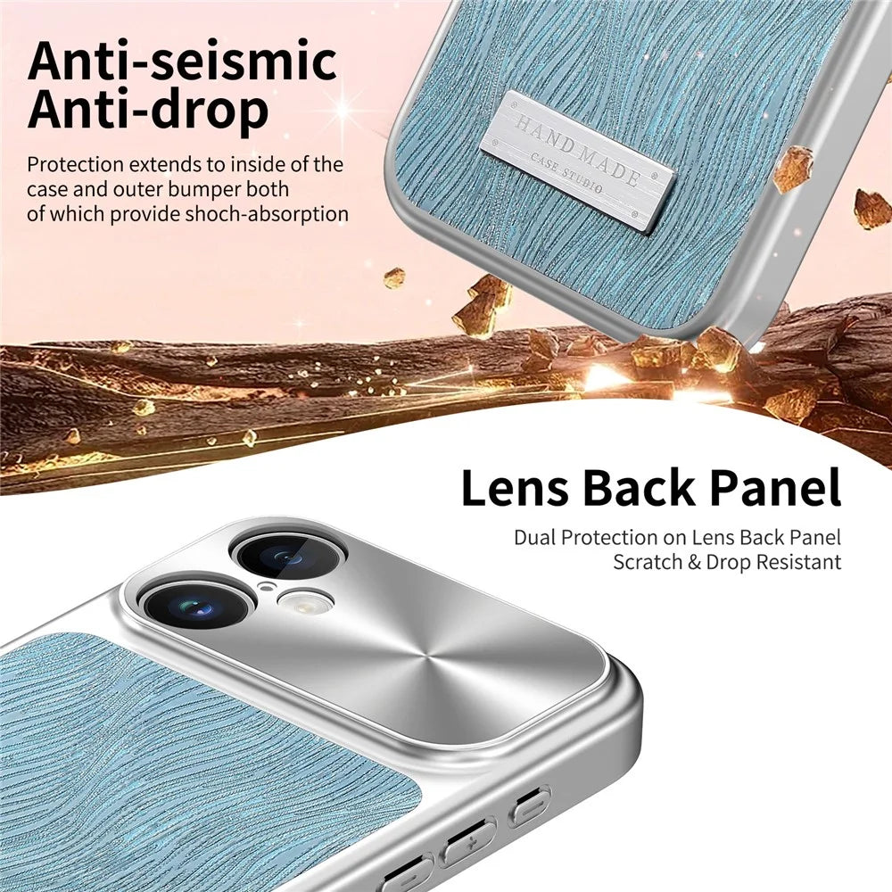 For iPhone 17 Magnetic Case Flowing Water Ripple TPU+PC Shockproof Phone Cover Compatible With Magsafe - Blue - 6