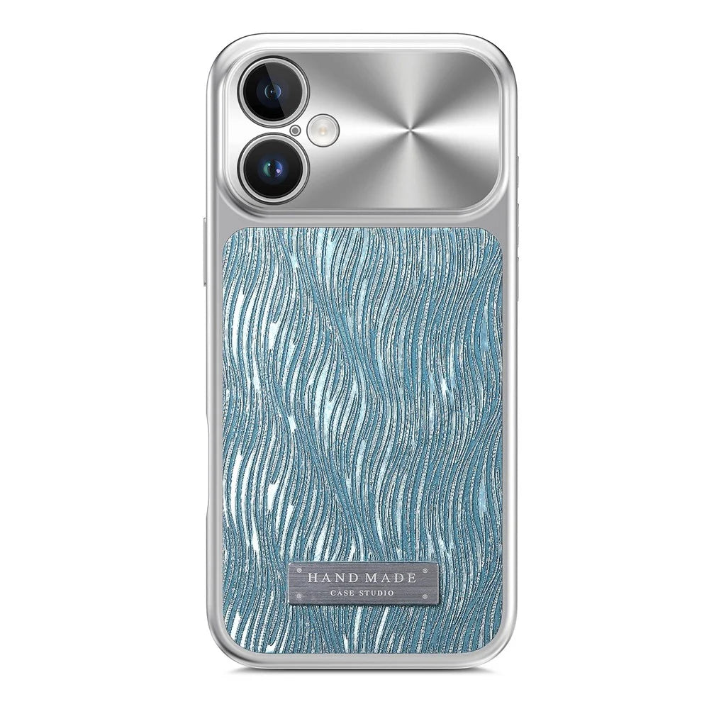 For iPhone 16 Magnetic Case Flowing Water Ripple TPU+PC Shockproof Phone Cover Compatible With Magsafe - Blue - 2