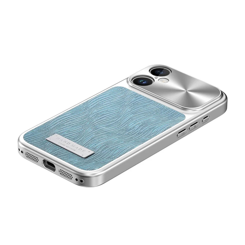 For iPhone 16 Magnetic Case Flowing Water Ripple TPU+PC Shockproof Phone Cover Compatible With Magsafe - Blue - 5