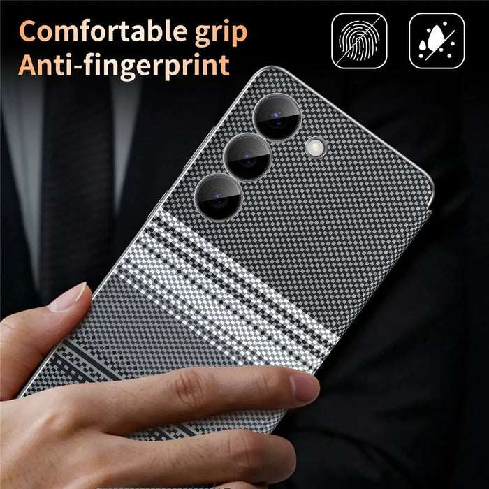 For Samsung Galaxy S23 Case Card Slot View Window Gradient Color Checkered Pattern Leather Phone Cover - Black - 4