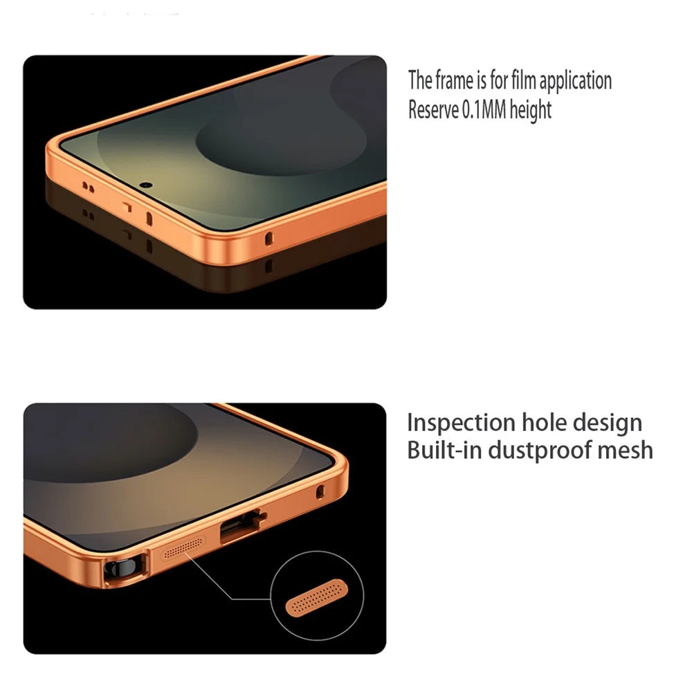 For Samsung Galaxy S24 Ultra Metal Frame Case Magnetic Snap On Frame PC Hollow Back Heat Dissipation Shockproof Cover - Titanium Blue - 6