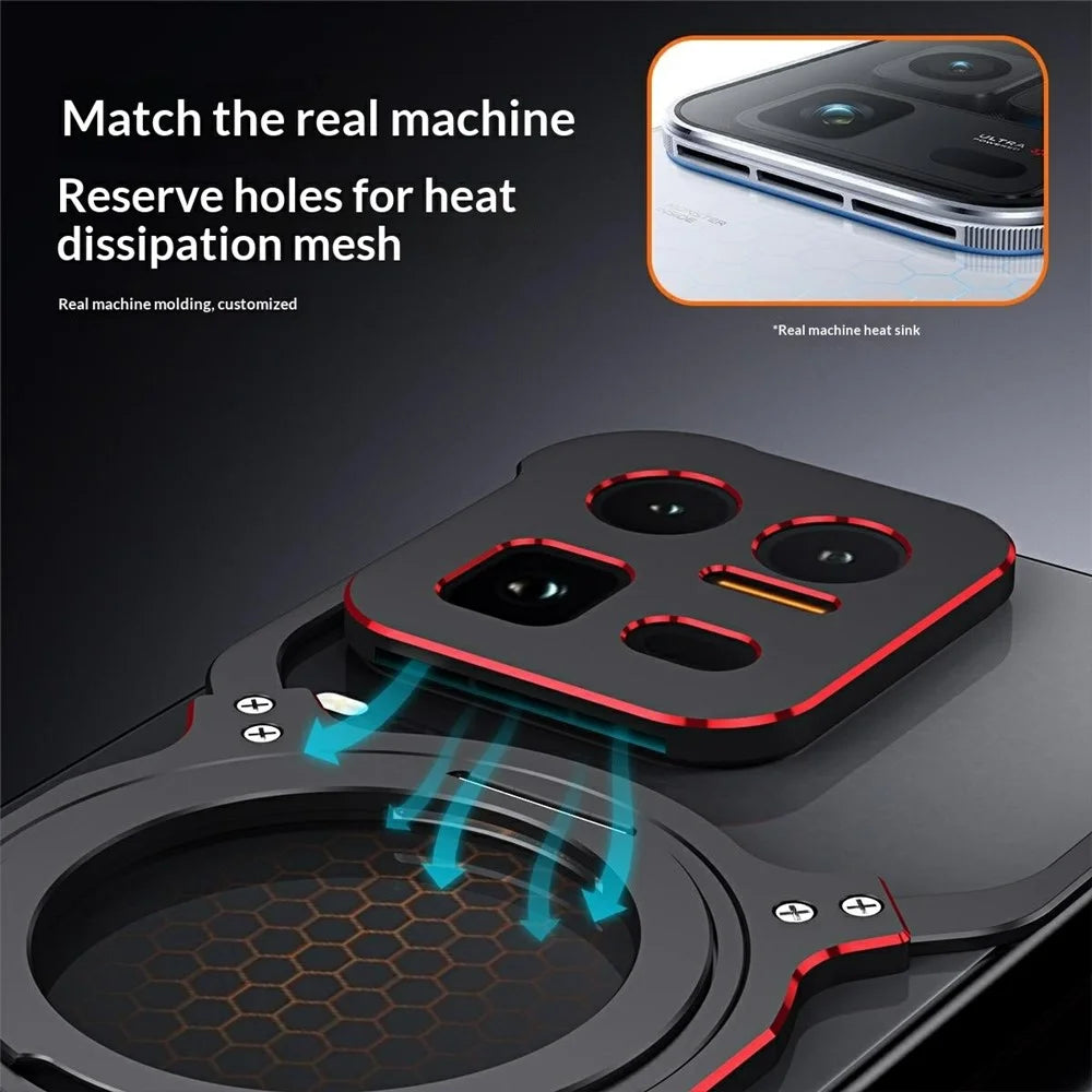 For vivo iQOO 15 Ultra 5G Case Kickstand Metal Bumper Magnetic Phone Cover - Black / Red - 7