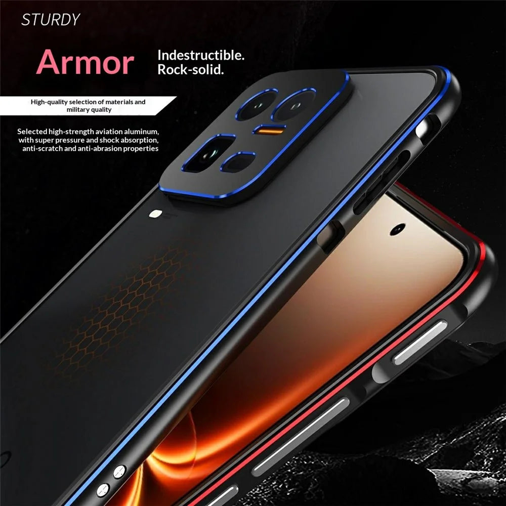 For vivo iQOO 15 Ultra 5G Bumper Case Metal Frame Phone Cover with Camera Lens Guard - Black / Red - 3