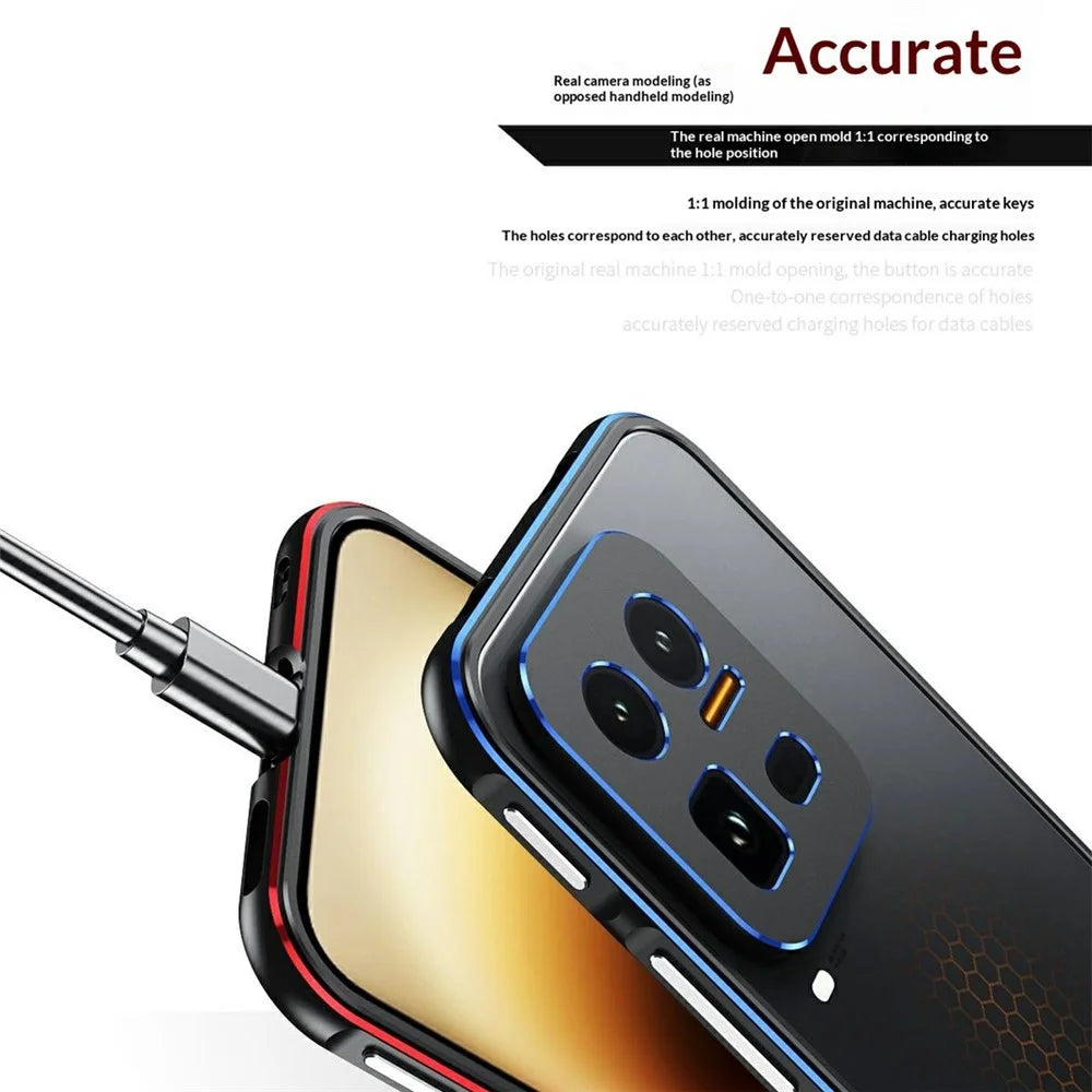 For vivo iQOO 15 Ultra 5G Bumper Case Metal Frame Phone Cover with Camera Lens Guard - Black / Red - 7