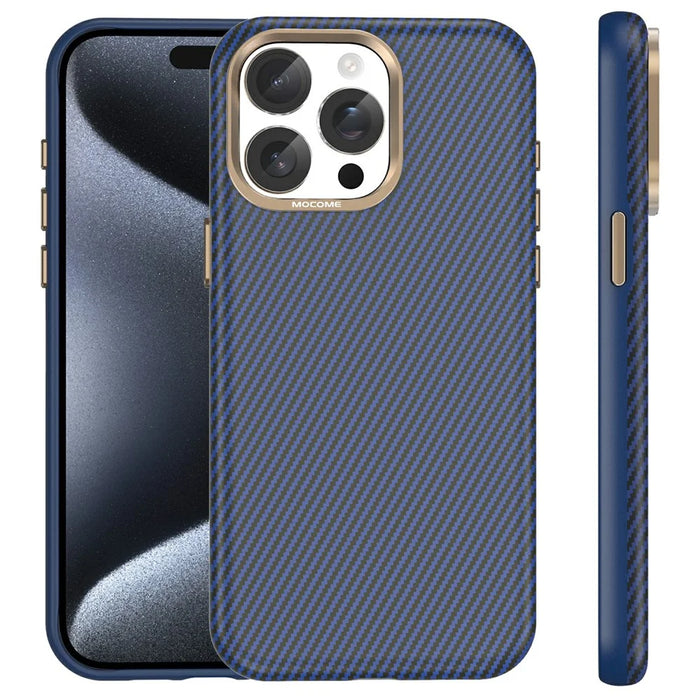 For iPhone 15 Pro Max Case Compatible with MagSafe Carbon Fiber Texture Shockproof Leather TPU PC Protective Cover - Sapphire - 2
