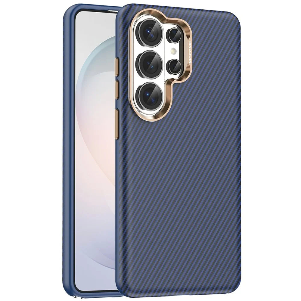 For Samsung Galaxy S26 Ultra Magnetic Case Carbon Fiber Texture Shockproof Leather TPU PC Protective Cover - Sapphire - 1