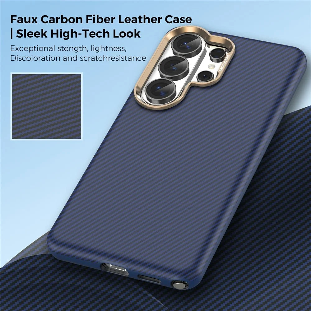For Samsung Galaxy S26 Ultra Magnetic Case Carbon Fiber Texture Shockproof Leather TPU PC Protective Cover - Sapphire - 3