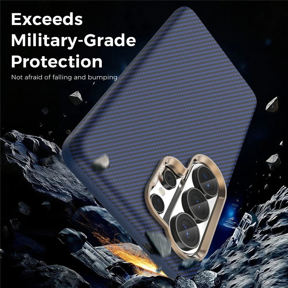 For Samsung Galaxy S26 Ultra Magnetic Case Carbon Fiber Texture Shockproof Leather TPU PC Protective Cover - Sapphire - 5