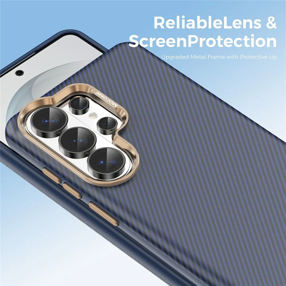 For Samsung Galaxy S26 Ultra Magnetic Case Carbon Fiber Texture Shockproof Leather TPU PC Protective Cover - Sapphire - 6