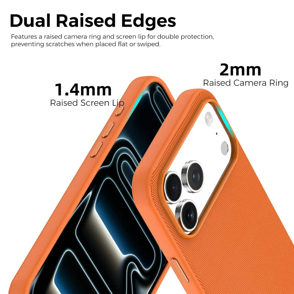 For iPhone 17 Pro Max Magnetic Case Compatible with MagSafe Tech Fabric TPU Shockproof Cover - Orange - 4