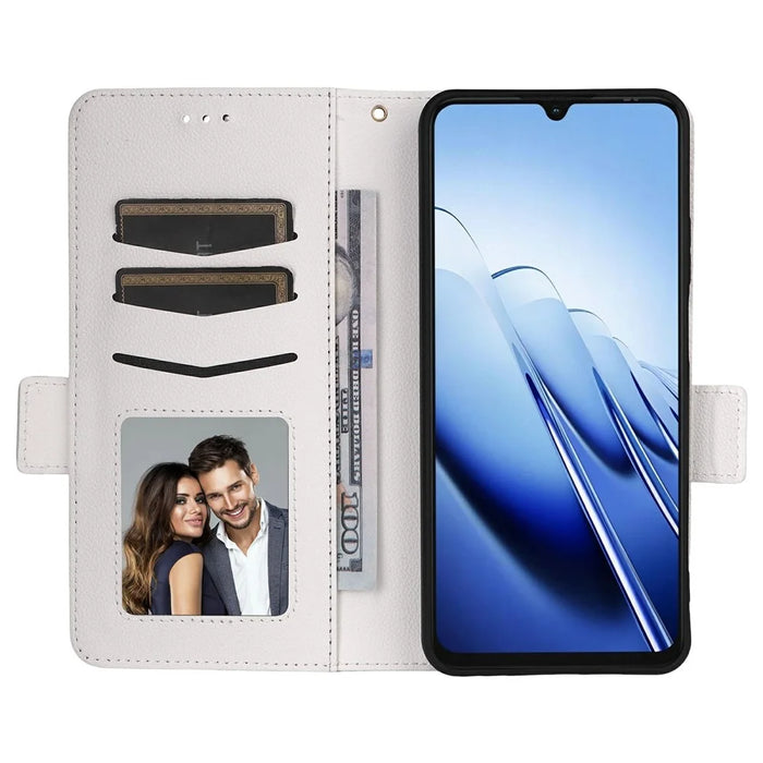 For Blackview Wave 10 Case Litchi Texture Wallet Leather Phone Cover with Wrist Strap - White - 2