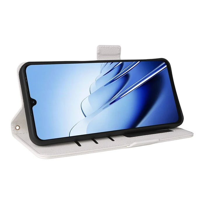 For Blackview Wave 10 Case Litchi Texture Wallet Leather Phone Cover with Wrist Strap - White - 4