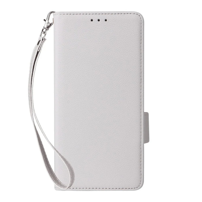 For Blackview Wave 10 Case Litchi Texture Wallet Leather Phone Cover with Wrist Strap - White - 7