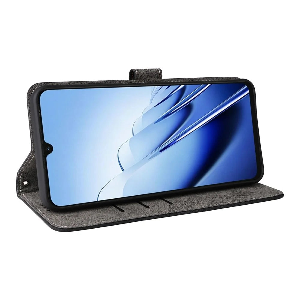 For Blackview Wave 10 Case Wallet RFID Blocking PU Leather Phone Cover Stand with Strap - Black - 4