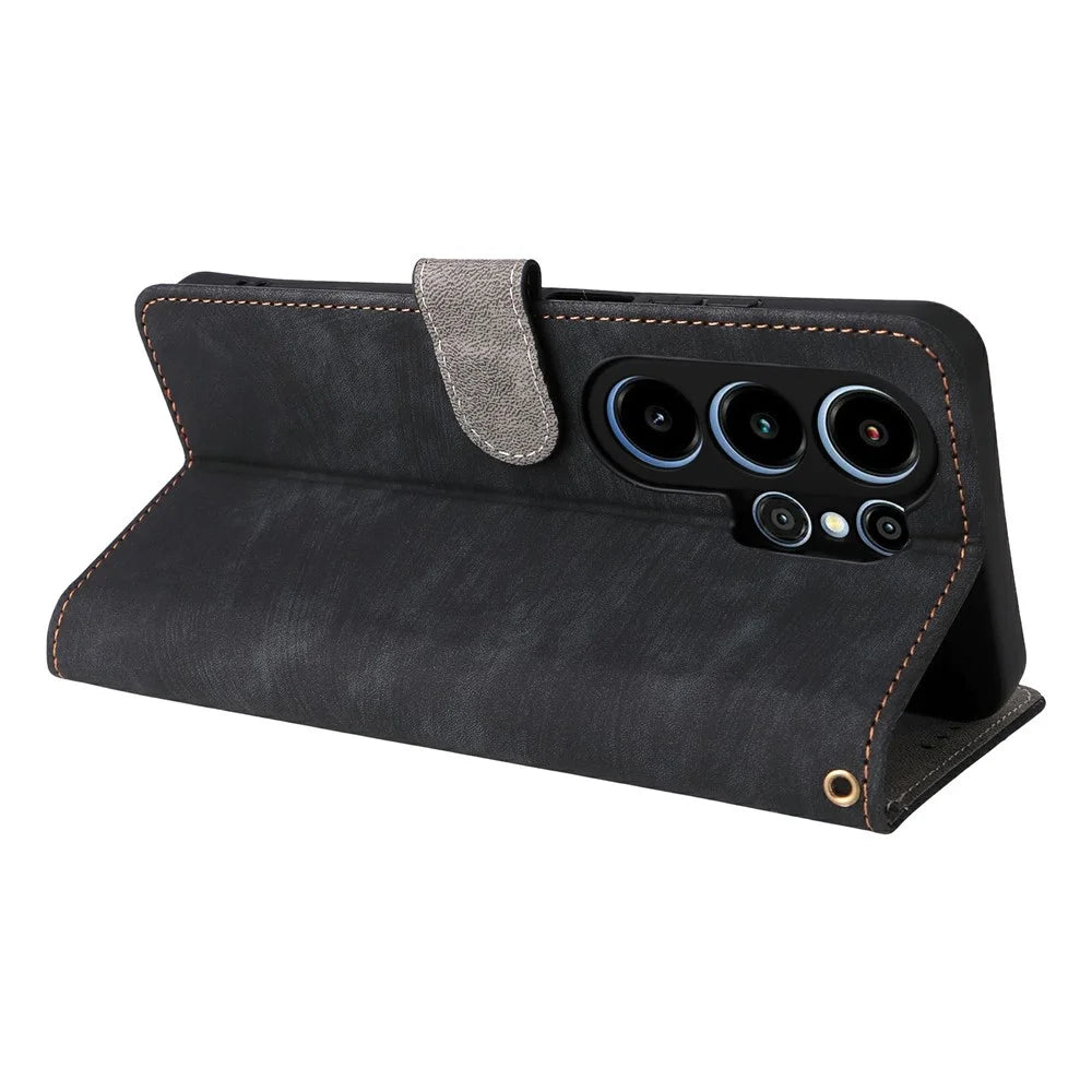 For Blackview Wave 10 Case Wallet RFID Blocking PU Leather Phone Cover Stand with Strap - Black - 5