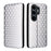 For Blackview Wave 10 Case Wallet Rhombus Imprinted PU Leather Phone Cover - Silver - 1