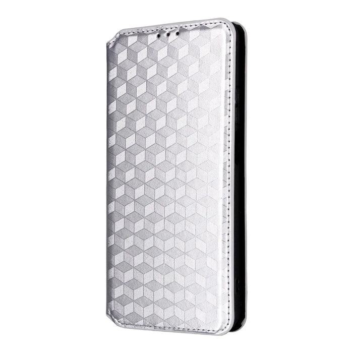 For Blackview Wave 10 Case Wallet Rhombus Imprinted PU Leather Phone Cover - Silver - 6