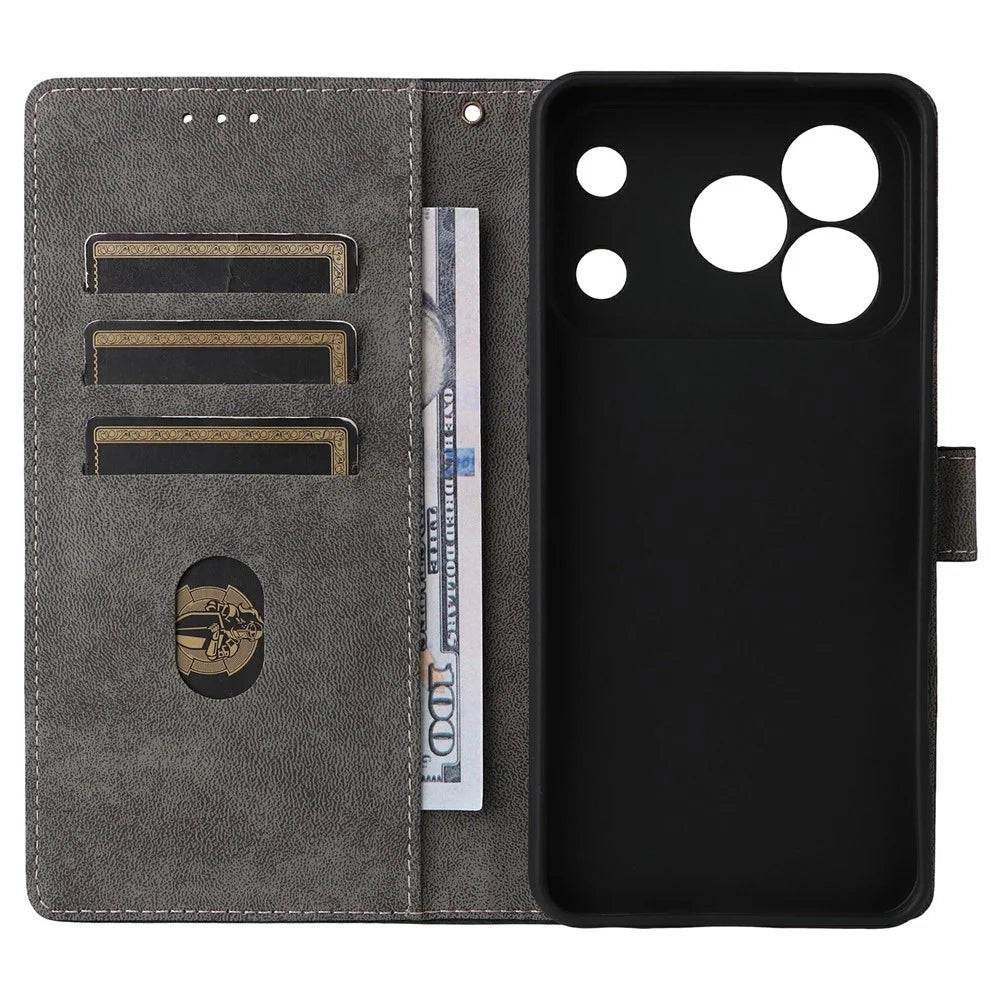 For Blackview Wave 7C Case Wallet RFID Blocking PU Leather Phone Cover Stand with Strap - Black - 3