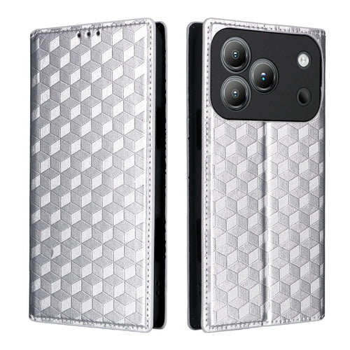 For Blackview Wave 7C Case Wallet Rhombus Imprinted PU Leather Phone Cover - Silver - 1