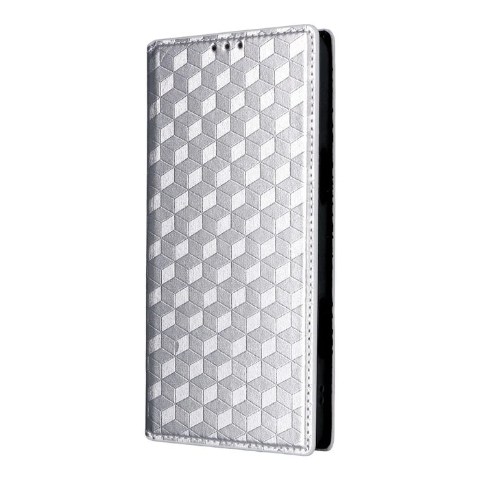 For Blackview Wave 7C Case Wallet Rhombus Imprinted PU Leather Phone Cover - Silver - 6