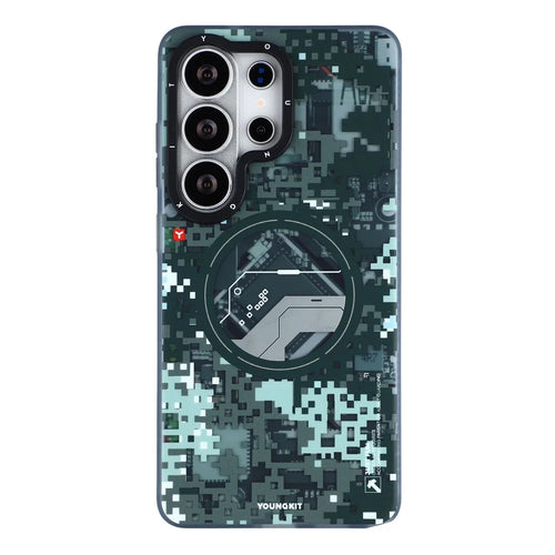 YOUNGKIT For Samsung Galaxy S26 Ultra Magnetic Case Pixel Camouflage 2.0 Shockproof TPU PC Phone Back Cover - Black - 1