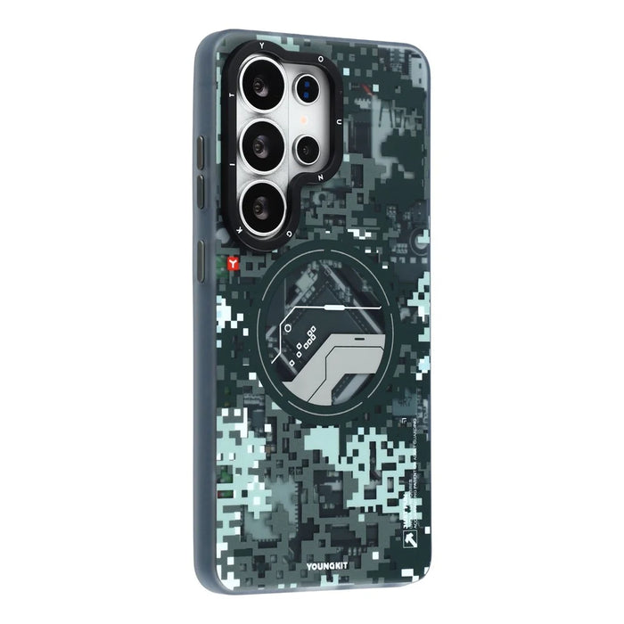 YOUNGKIT For Samsung Galaxy S26 Ultra Magnetic Case Pixel Camouflage 2.0 Shockproof TPU PC Phone Back Cover - Black - 3