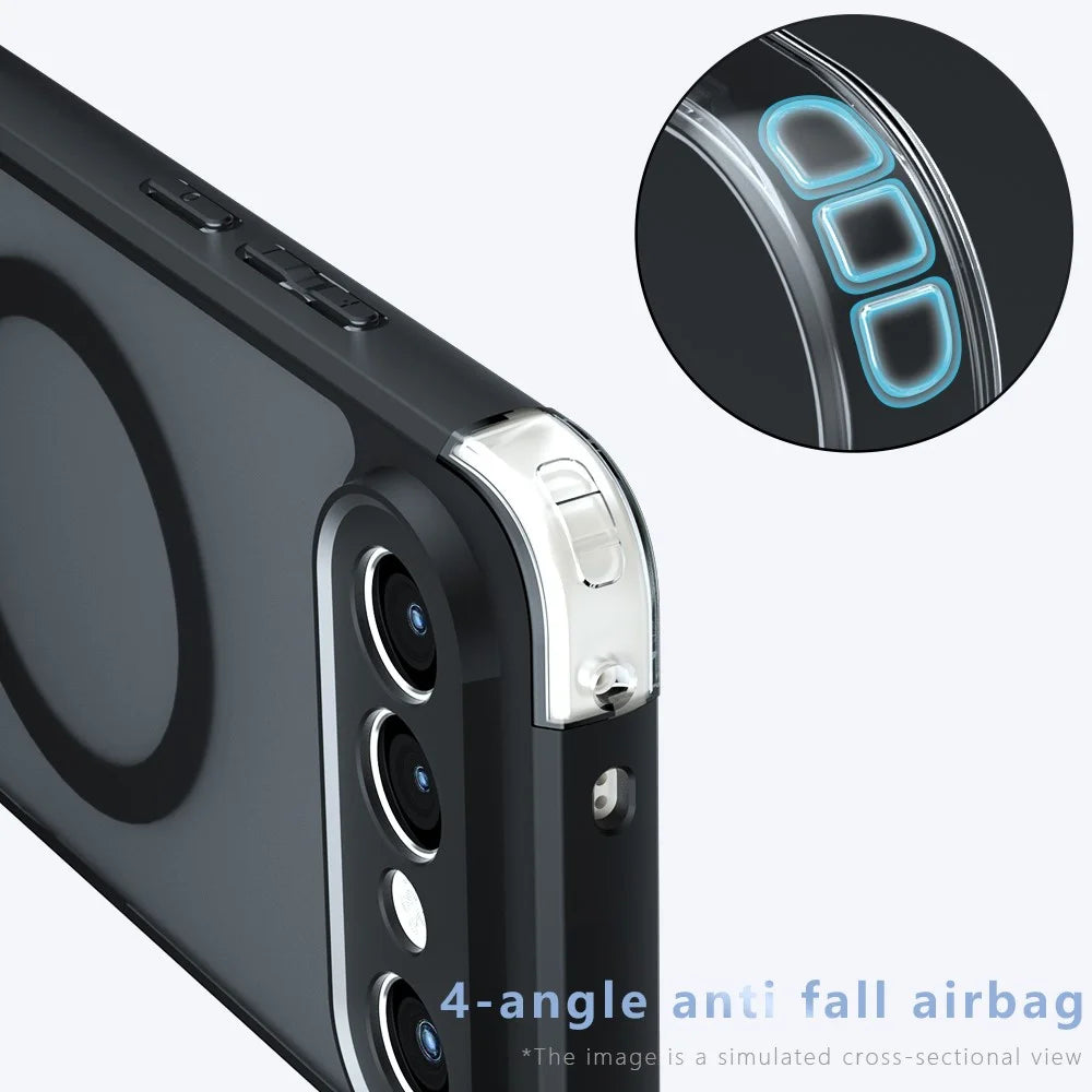 For vivo S50 Pro mini 5G Matte Skin-touch Magnetic Case 360° Rotating Kickstand Shockproof TPU + PC Phone Cover - Transparent Black - 4