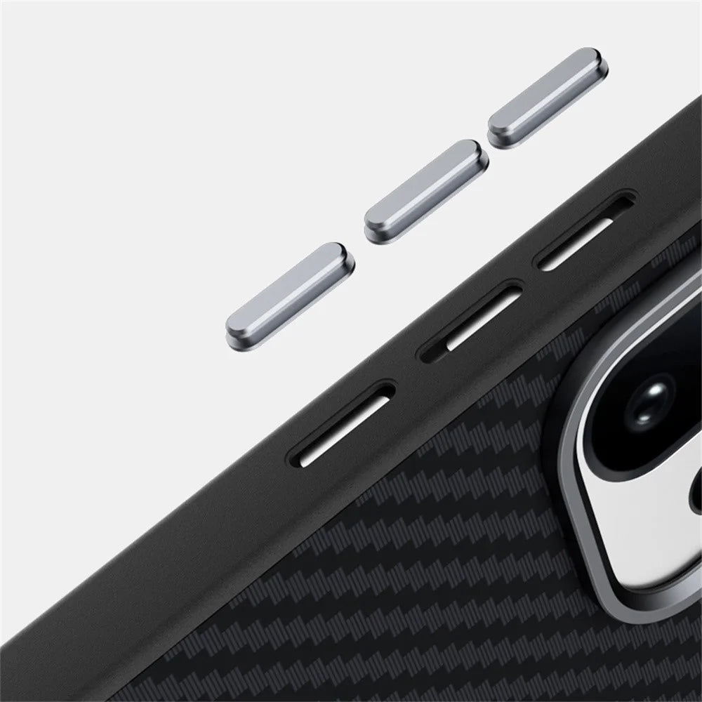 ABEEL For OnePlus 15T 5G Magnetic Case Carbon Fiber Texture Phone Back Cover - Black - 5