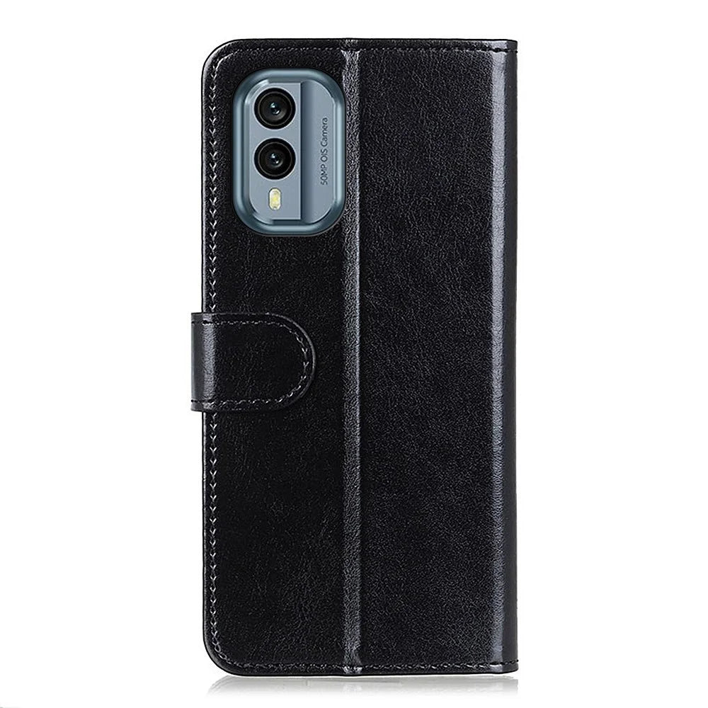 Shockproof Phone Case for Nokia X30 5G, Wallet Phone Case Magnetic Clasp Crazy Horse Texture PU Leather Flip Cover - Black - 7
