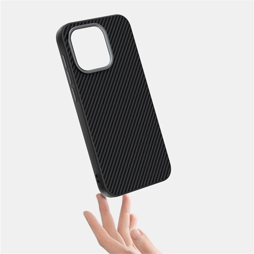 ABEEL For OnePlus 15T 5G Magnetic Case Carbon Fiber Texture TPU PC PU Phone Back Cover - Black - 3